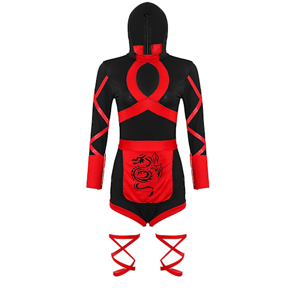 Kvinnlig Ninja Set Sexig Romper Halloween Cosplay Fitness Kostym Fancy Dress Jumpsuit XL