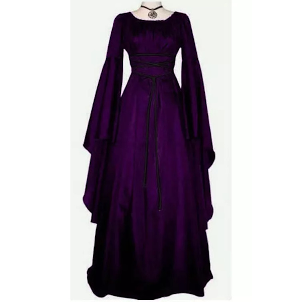Ny Middelalder Hexe Kjole Til Kvinder Til Karneval Deep Purple X-Large