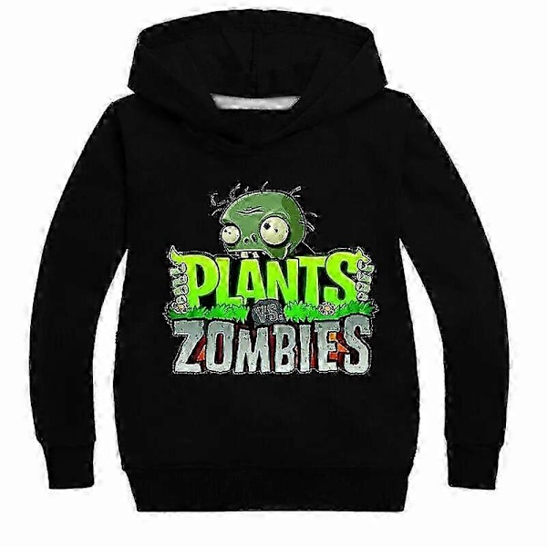 PVZ Barn Hoodie Plants VS Zombies Spel Pojkar Flickor Tröja Jumper T-shirt Toppar Black 1 160(11-12T)