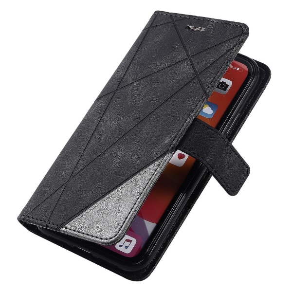 iPhone 11 case , jossa on hihna Skin-touch Splicing Wallet -puhelimen cover - punainen Black iPhone 11