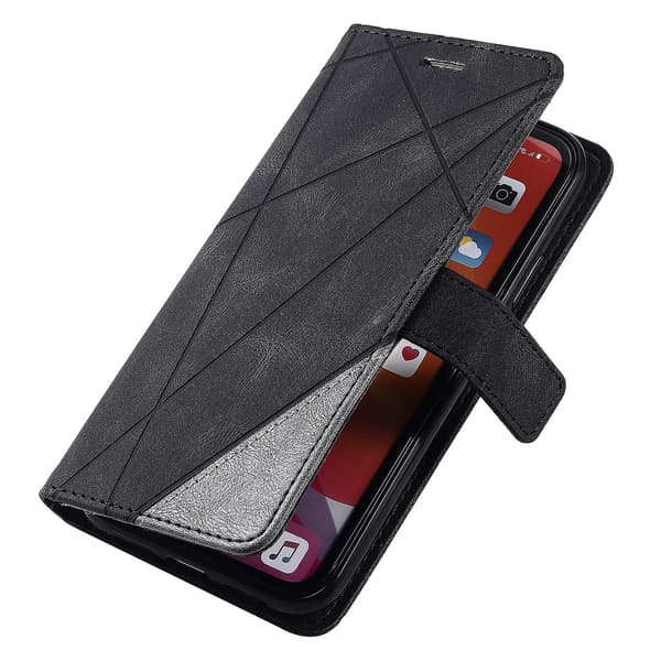 Läderfodral med rem för iPhone 11, hudvänlig skarvning, plånboksfodral - Röd Black iPhone 11