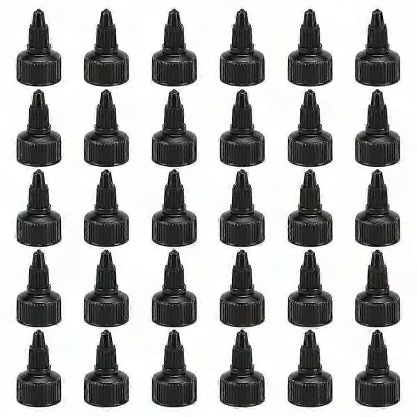 30 st 22/410 Twist Flasklock Bulk, Svarta Läckagesäkra Klämlock för Dispenseringsflaskor