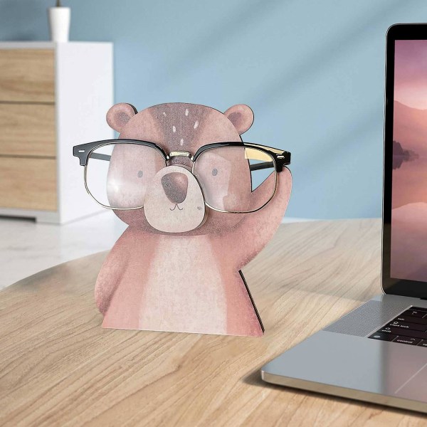 Puuveistolasipidike Eläin Hauska silmälasipidike kotitoimiston pöydän sisustukseen Pink Hippo