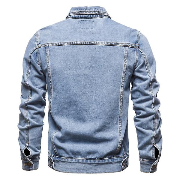 Klassisk denimjakke med revers og knapper til mænd Blue S