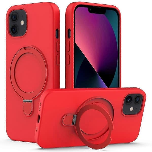 Magnetic Case for iPhone 11 with Ring Stand PC+Silicone Drop-proof Phone Case Style D