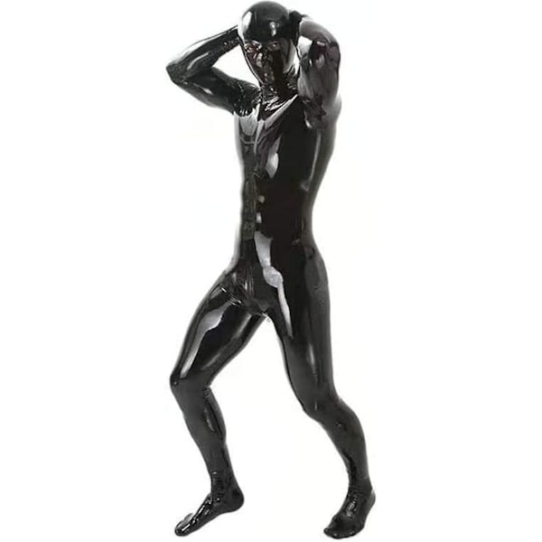 Sexig underkläder herr blank lack läder jumpsuit helkroppsdesign body fånge cosplay kostym latex body XL