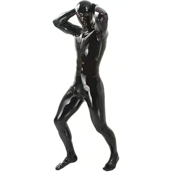 Sexig underkläder herr blank lack läder jumpsuit helkroppsdesign body fånge cosplay kostym latex body XXXXL