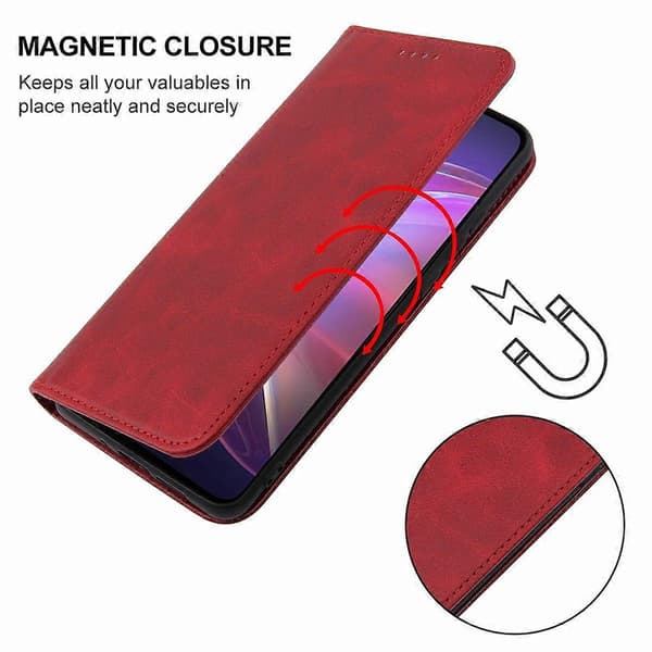 Magnetiskt läderfodral för vivo V21 5G Red