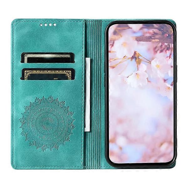 Kompatibel med Samsung Galaxy A55 5G Läderfodral Mandala Blomma Plånboksfodral LightGreen