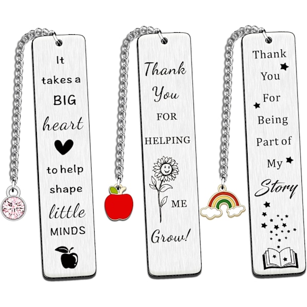 3 PCS Thank You Teacher Bookmark Gifts for Women Men Appreciation Gifts for Teacher Leaving End of Term Retirement Christmas Birthday