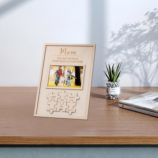 Valokuvakehyksen palapelisuunnittelu kirjaimilla Tee itse käsintehty puu äitienpäivälahja kuvakehys koristeena kodin sisustus