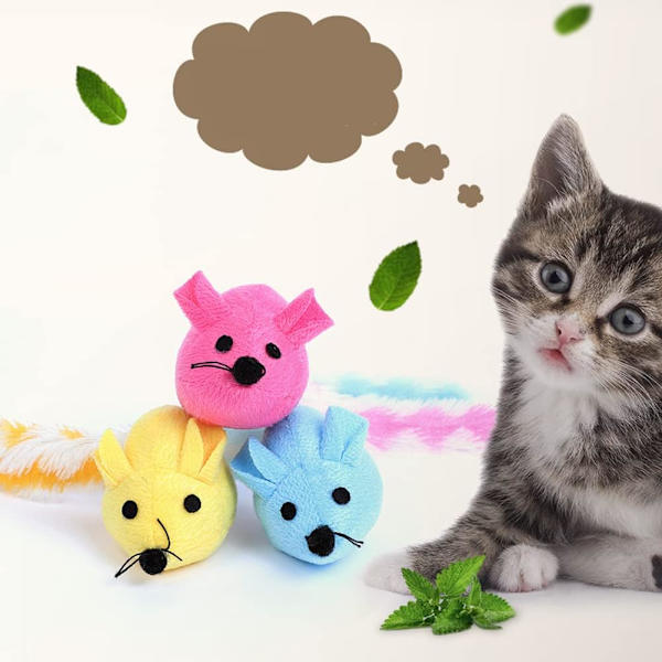 Mjuk Långsvansad Mus Inbyggd Catnip Färgglad Självlycklig Rolig Katt Interaktiv Tuggleksak Katttillbehör Kattleksaker Gul Yellow