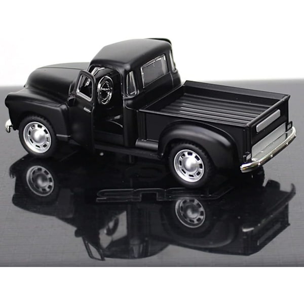 1kpl Pick Up Truck, musta- 1/32 mittakaavassa Diecast malli Leluauto Vintage automalli Retro vintage automalli Lelu metalliseos automalli kodin sisustus Black
