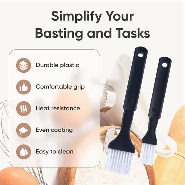 2-pack - Bakpensel med nylonborstar för pensling, bakning och matlagning