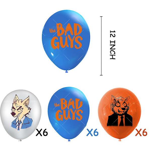 The Bad Guys Party Dekorationer Ballonger Banner Cake Toppers Set