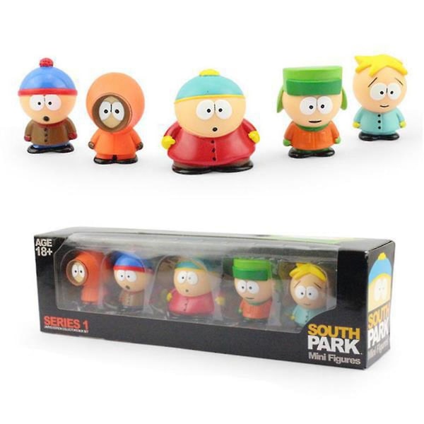 5 st/ set South Park tecknade figurer Figurleksak, bordsbilsdekoration, dekor i genomsnitt 2,4"