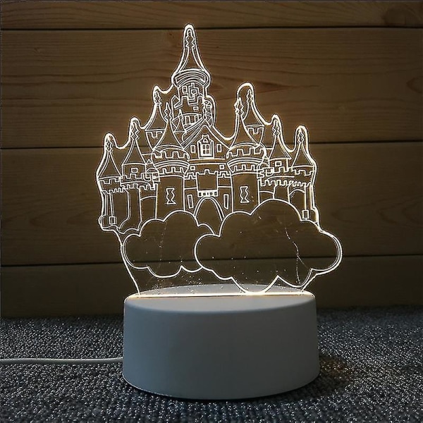 Luova 3d Led -pöytälamppu / koristeellinen yövalo / pöytälamppu Castle Sky