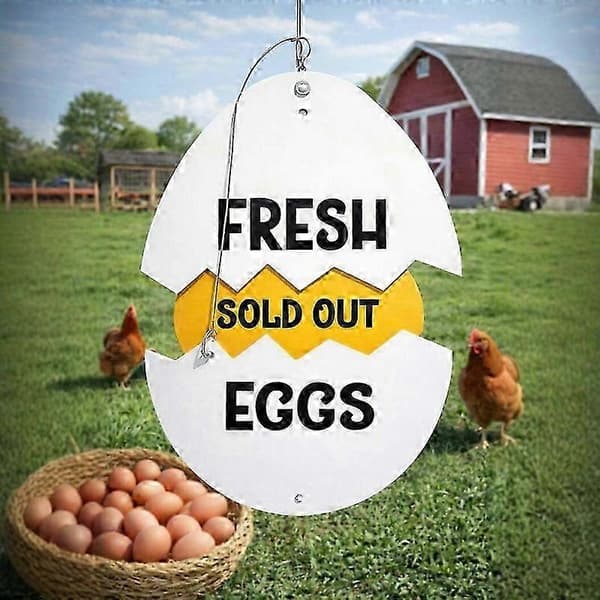 Metallskylt \"Farm Fresh Eggs\" - Rustik lantgårdsdekor för hönshusets fram- och baksida