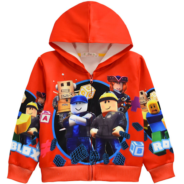 ROBLOX Børne Jakke Lynlås Hætte Cardigan Jakke red 130