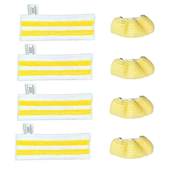 Passer til Karcher damp-tilbehør, inkludert kluter, mopper, små runde børster og kobberbørster. Double Yellow Stripe Set 7