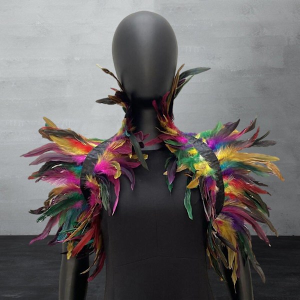 Fjer Shrug Shawl Skulder Wrap Kappe Blød Justerbar Retro Gothic Krave Cosplay Party Krop Scene Multicolor