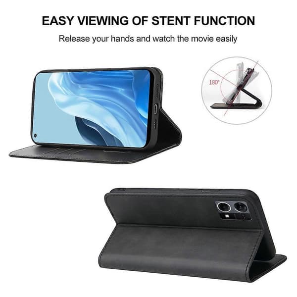 Magnetiskt läderfodral för OPPO Reno7 4G Black