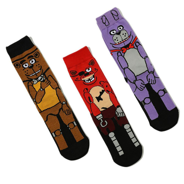 Herr Dam Crew Socks Five Nights At Freddy's Roliga Mönstrade Trendiga Fnaf Bomullssockar Anti-friktionsstrumpor Purple