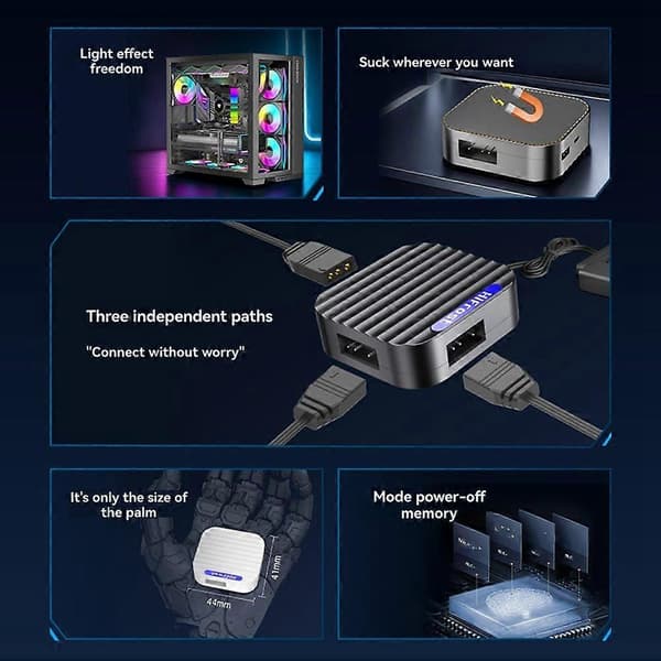 5V 3Pin ARGB Controller SATA Interface Forlængerkabel HUB Mini Adapter RGB Fjernbetjening til PC-blæsere LED-strips A