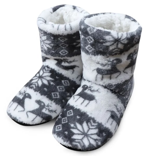 Damtofflor Coral fleece Päls Ankelboots Varma inomhusskor Coffee 25cm (36-38 EU)