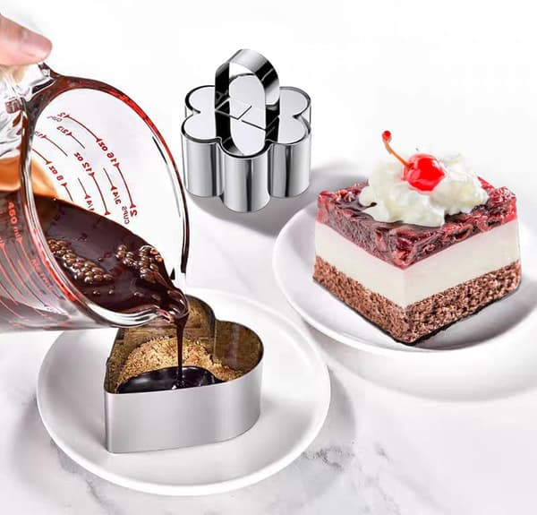 Kakeringer Matlagingsringer Dessertmousseform Rustfritt stål med trykkere for dessertlaging (6 stk)