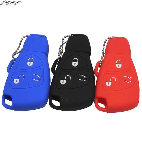 Smart fjärrbilnyckelbricka silikonfodral för Mercedes-Benz B C E ML S CLK CL 3/4-knapps nyckellös väska 4 Button Red