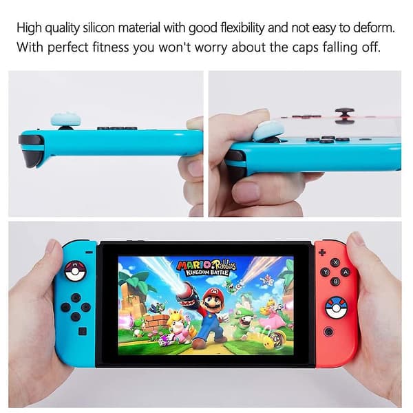 4 stk. silikon analog tommelgrephetter kompatible med Nintendo Switch Oled/Switch Lite/Switch Joystick beskyttelsesdeksel
