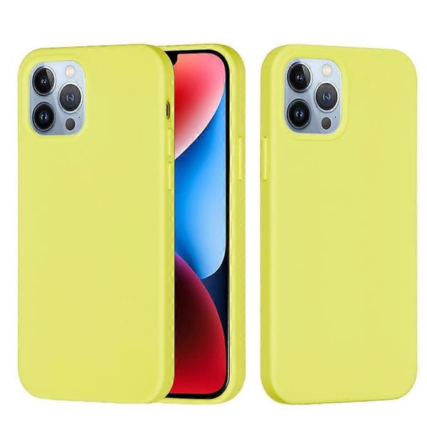 Ensfarvet silikone telefoncover til iPhone 15 Lemon Yellow For iPhone 15 Pro Max