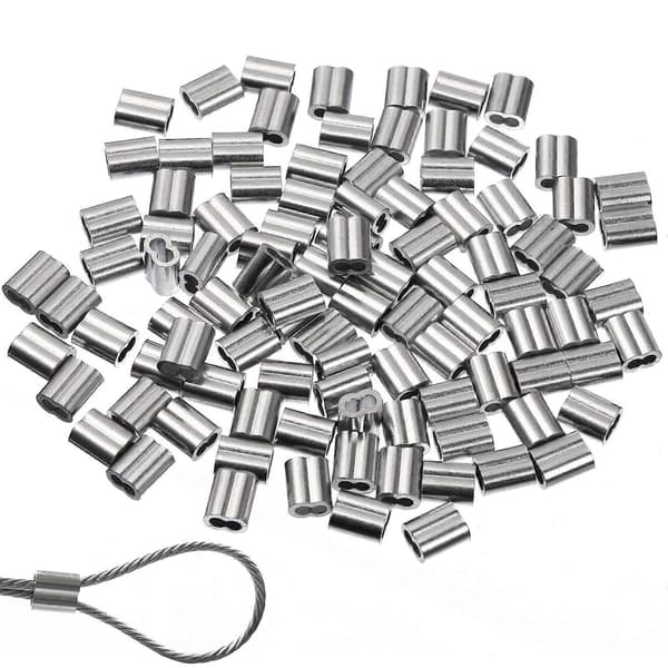 100 st 8-formade aluminiumståltrådsklämmor Tillbehör för kabelhantering (silver)