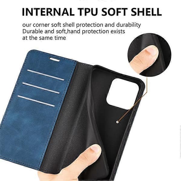 Kompatibel med iPhone 15 Reptåligt Plånboksfodral i PU-läder med Stativfunktion Blue