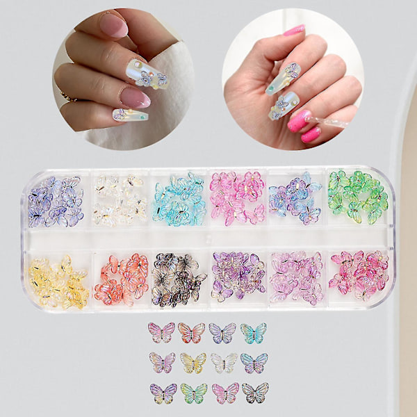 Nagelkonst Strass Set Glittriga Sommar DIY Nagelkonst Fjärils Nageldekaler Fjärils Nagelkonst Berlocker För Hem Nagelkonst Big butterfly box size 13cmx5.5cm