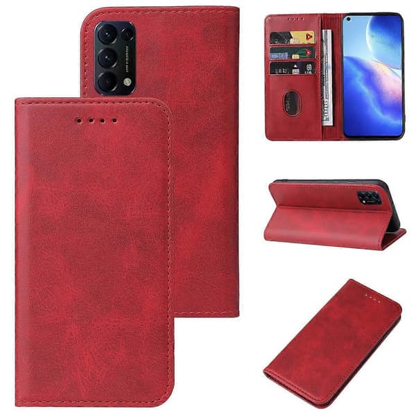 Magnetiskt läderfodral för OPPO Find X3 Lite Red