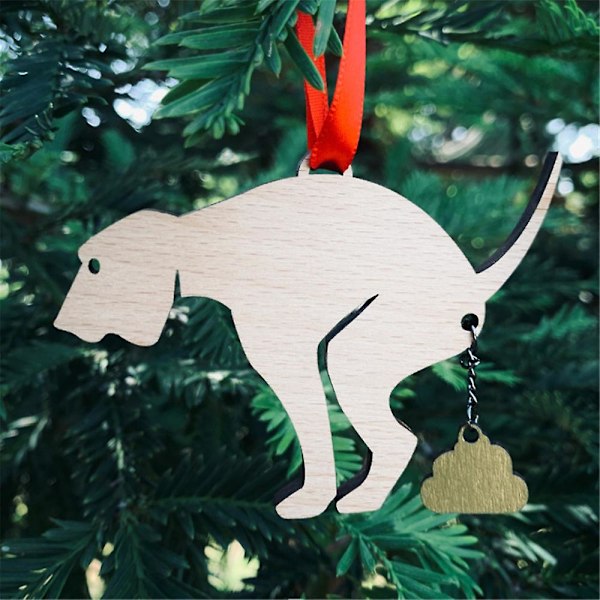 Joulukuusi Koira Ripustettava Koriste Hauska Xmas Puinen Riippuva Koriste Wood Colour