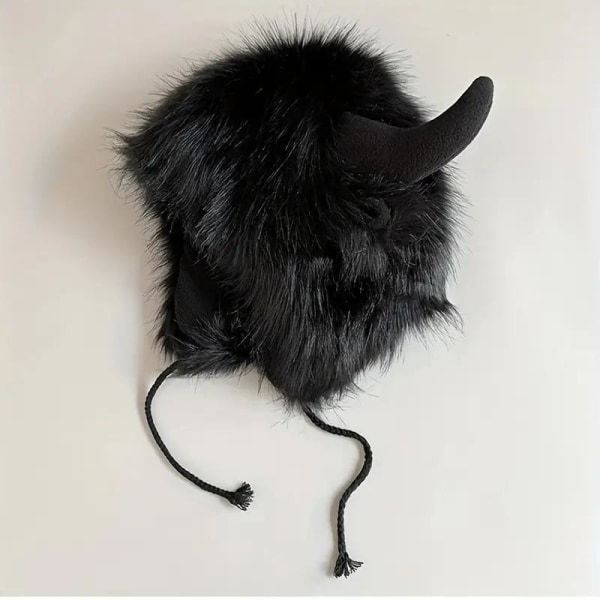 1. Unisex Oxhorn Plysjhatt, Vintervarm Ørevarmer Beanie, Vindtett Hatt for Ski, Sykling, Jakt Brun
