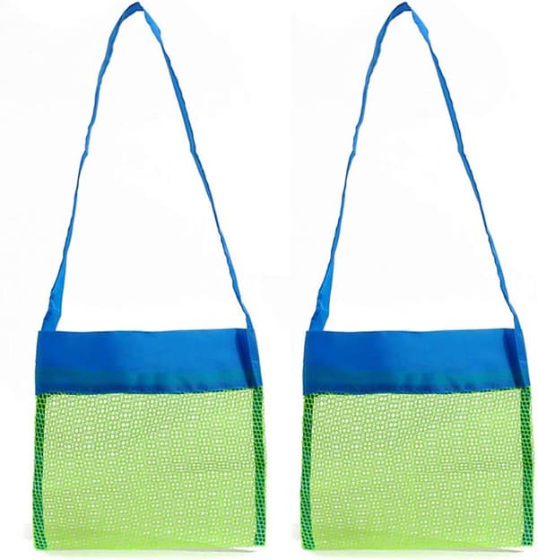 Mesh-pose til strandsand, strandtaske, opbevaringspose i mesh (størrelse 2, 2 stk., 2424 cm)
