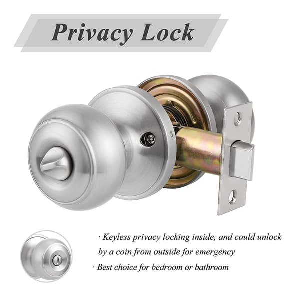 4-pack Privacy Kulformad Låsknopp för Dörr, Låsknoppar utan Nyckel för Sovrum eller Badrum