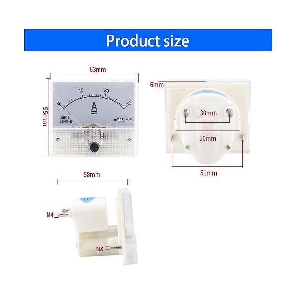 85c1-dc 30a Dc Voltmeter Pointer Head Analog Amperemeter Panel Meter