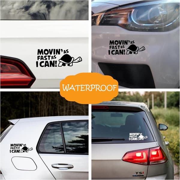 (18 cm x 7 cm, Sort) Nyhed Movin As Fast As I Can Rolig Bilsticker