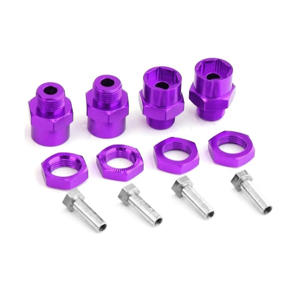 4 stk metall sekskantadapter 12 mm til 17 mm hjul sekskantadapter forlengelsesmuttere for 1/10 Rc bil, pur Purple