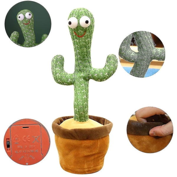 Dansende kaktusleke, snakker Gjenta sang Sunny Cactus Toy(120 sanger)