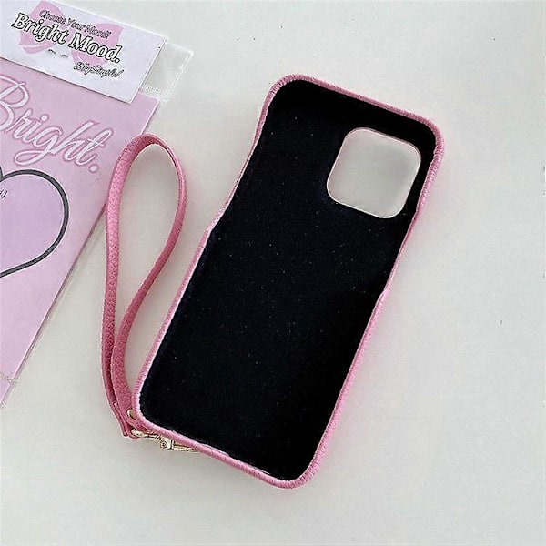 Fodral för iPhone 16 Pro Max, multifunktionella kortfack, läderbaksida med handledsrem Pink