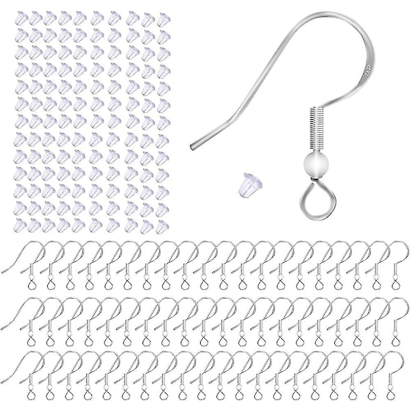 100 Pcs 925 Sterling Silver Earring Hooks, Earring Findings Hypo-allergenic