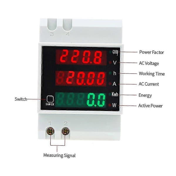 AC80-300V 100A Multifunktionell Digital Din Rail Strömspänning Effektfaktor Mätare Amperemeter Voltmeter