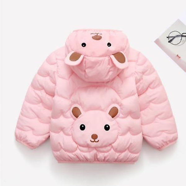 2023 Höst & Vinter Nya Barn Dunjackor Pojkar & Flickor Bomullsjackor Barn Kort Tjockare Varma Jackor Pink 90cm