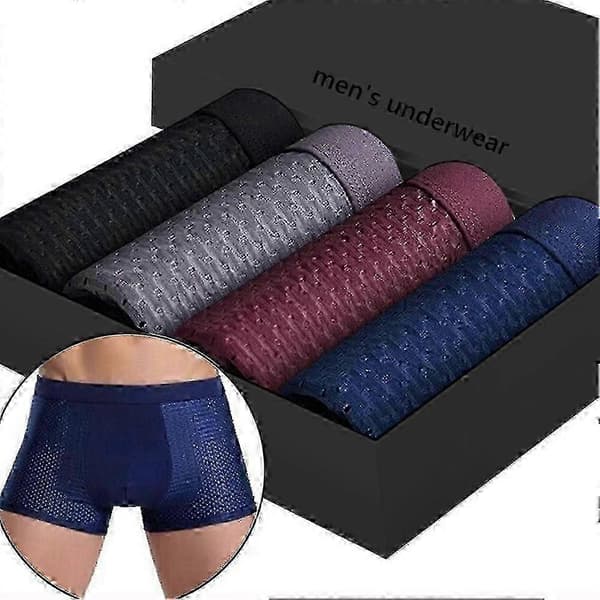 4x Bambu Boxer Short Herr Microfiber Boxer Briefs Underkläder Kompression Stretch - W 2XL